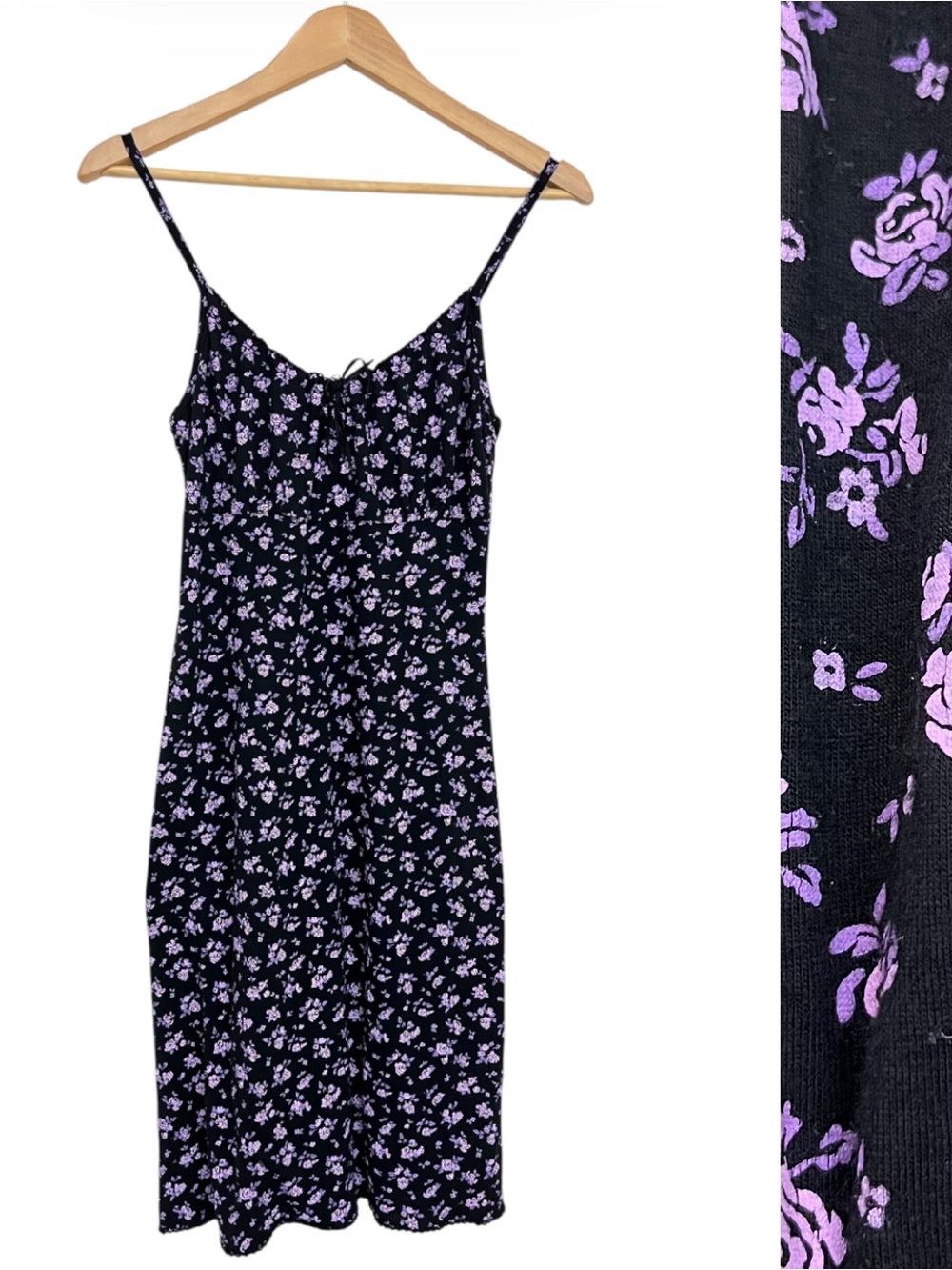 Dorothy Perkins Black Mini Dress with Lavender Floral Print